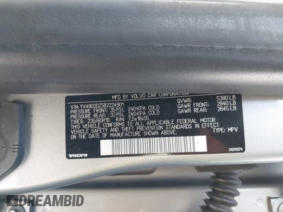 ✅ 2011 Volvo XC60 3.0T • VIN: YV4902DZ5B2224901 • Лот: 43385769. Опубликован ранее на IAAI с пробегом 109 423 миль. Бесплатный доступ к архиву аукционных продаж из США и подробный отчёт об истории автомобиля на DreamBid. Изображение 9.