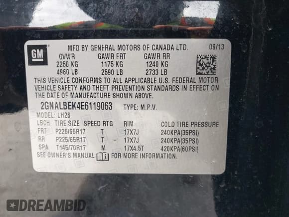 ✅ 2014 Chevrolet Equinox LT • VIN: 2GNALBEK4E6119063 • Lot: 43614166. Wystawiony na IAAI z przebiegiem 126 169 mil. Bezpłatny archiwum sprzedaży aukcyjnych z USA i szczegółowy raport historii pojazdu na DreamBid. Zdjęcie 9.