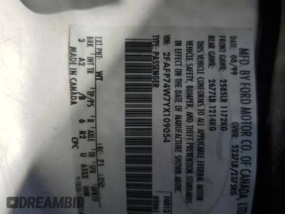 ✅ 2000 Ford Crown Victoria LX • VIN: 2FAFP74W7YX109054 • Lot: 72007375. Wystawiony na Copart z przebiegiem 60 617 mil. Bezpłatny archiwum sprzedaży aukcyjnych z USA i szczegółowy raport historii pojazdu na DreamBid. Zdjęcie 13.