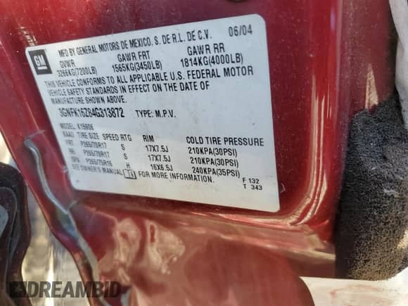 2004 Chevrolet Suburban LT с VIN 3GNFK16Z84G313872, выставлен на аукционе Copart как лот 90859225 с пробегом Не указан миль и Списание • Salvage title. История ставок и продаж доступна на DreamBid. Изображение 13.