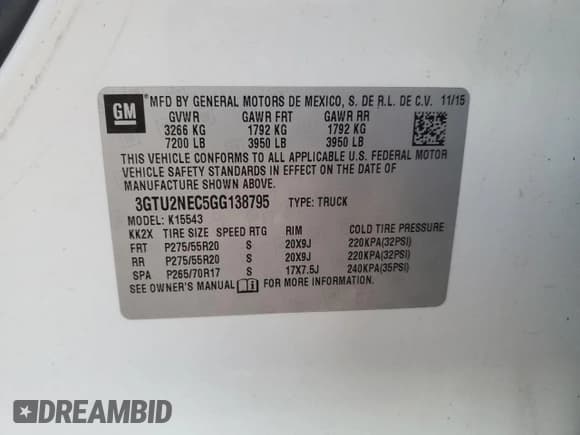 ✅ 2016 GMC Sierra 1500 SLT • VIN: 3GTU2NEC5GG138795 • Lot: 82671165. Listed on Copart with 149,556 mi. Free auction sales archive from the USA and detailed vehicle history report at DreamBid. Image 12.