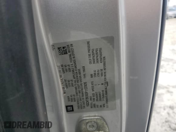 ✅ 2015 Chevrolet Colorado 4WD LT • VIN: 1GCHTBEA5F1137476 • Лот: 70577855. Опубликован ранее на Copart с пробегом 152 797 миль. Бесплатный доступ к архиву аукционных продаж из США и подробный отчёт об истории автомобиля на DreamBid. Изображение 12.