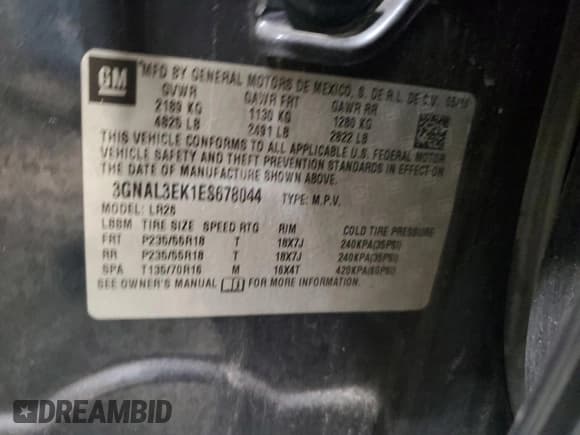 ✅ 2014 Chevrolet Captiva Sport LT • VIN: 3GNAL3EK1ES678044 • Lot: 45868075. Wystawiony na Copart z przebiegiem 153 442 mil. Bezpłatny archiwum sprzedaży aukcyjnych z USA i szczegółowy raport historii pojazdu na DreamBid. Zdjęcie 12.