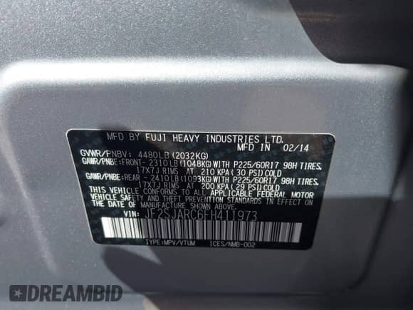 2015 Subaru Forester Limited with VIN JF2SJARC6FH411973, listed as a IAAI auction lot 43427779 with 111,501 mi miles and . Bid and sale history available at DreamBid. Image 9.