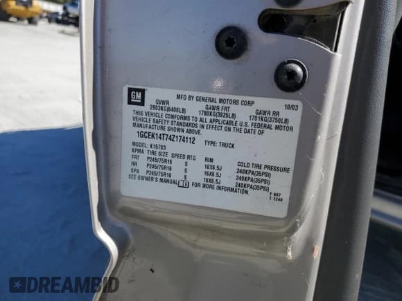 ✅ 2004 Chevrolet Silverado 1500 LS • VIN: 1GCEK14T74Z174112 • Лот: 74639474. Опубликован ранее на Copart с пробегом Не указан. Бесплатный доступ к архиву аукционных продаж из США и подробный отчёт об истории автомобиля на DreamBid. Изображение 12.