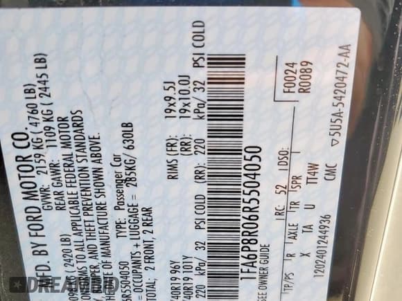 ✅ 2024 Ford Mustang Dark Horse • VIN: 1FA6P8R06R5504050 • Lot: 90358855. Wystawiony na Copart z przebiegiem 5 540 mil. Bezpłatny archiwum sprzedaży aukcyjnych z USA i szczegółowy raport historii pojazdu na DreamBid. Zdjęcie 13.