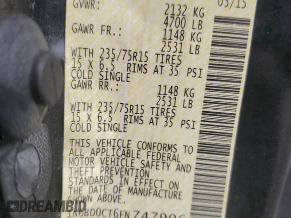 2015 Nissan Frontier S z VIN 1N6BD0CT6FN747906, wystawiony jako Copart lot #66949015 z przebiegiem Nie podano mil oraz Szkoda całkowita • Salvage title. Historia ofert i sprzedaży dostępna na DreamBid. Obrazek 12.