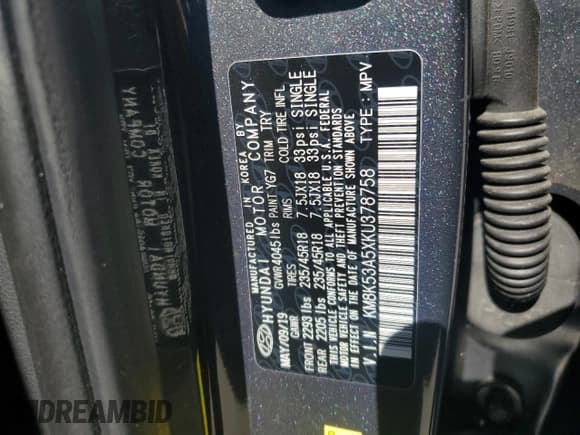 ✅ 2019 Hyundai Kona Ultimate • VIN: KM8K53A5XKU378758 • Лот: 68904724. Опубликован ранее на Copart с пробегом 99 999 миль. Бесплатный доступ к архиву аукционных продаж из США и подробный отчёт об истории автомобиля на DreamBid. Изображение 13.