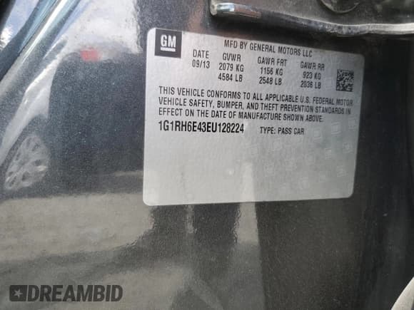 ✅ 2014 Chevrolet Volt • VIN: 1G1RH6E43EU128224 • Lot: 58911224. Wystawiony na Copart z przebiegiem 116 499 mil. Bezpłatny archiwum sprzedaży aukcyjnych z USA i szczegółowy raport historii pojazdu na DreamBid. Zdjęcie 12.