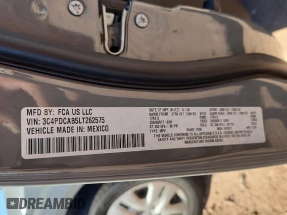 ✅ 2020 Dodge Journey SE Value • VIN: 3C4PDCAB5LT262575 • Lot: 89718205. Wystawiony na Copart z przebiegiem 87 438 mil. Bezpłatny archiwum sprzedaży aukcyjnych z USA i szczegółowy raport historii pojazdu na DreamBid. Zdjęcie 14.