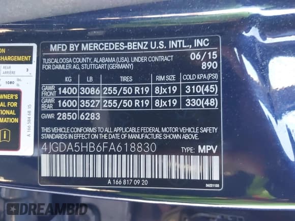 ✅ 2015 Mercedes-Benz M 350 • VIN: 4JGDA5HB6FA618830 • Лот: 43785546. Опубликован ранее на IAAI с пробегом 176 601 миль. Бесплатный доступ к архиву аукционных продаж из США и подробный отчёт об истории автомобиля на DreamBid. Изображение 9.