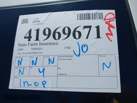 ✅ 2009 Nissan 370Z Touring • VIN: JN1AZ44E99M411252 • Lot: 41969671. Listed on IAAI with 91,873 mi. Free auction sales archive from the USA and detailed vehicle history report at DreamBid. Image 17.