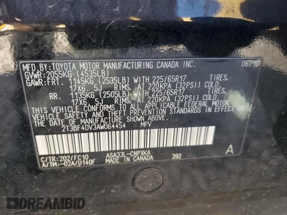 ✅ 2010 Toyota RAV4 • VIN: 2T3BF4DV3AW064454 • Лот: 91125385. Опубликован ранее на Copart с пробегом 268 329 миль. Бесплатный доступ к архиву аукционных продаж из США и подробный отчёт об истории автомобиля на DreamBid. Изображение 12.