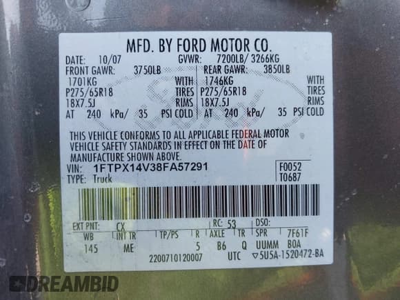 ✅ 2008 Ford F-150 XLT • VIN: 1FTPX14V38FA57291 • Лот: 41290111. Опубликован ранее на IAAI с пробегом 189 010 миль. Бесплатный доступ к архиву аукционных продаж из США и подробный отчёт об истории автомобиля на DreamBid. Изображение 9.