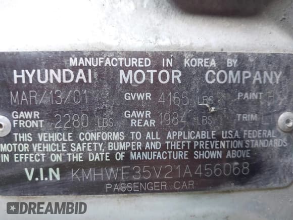 ✅ 2001 Hyundai Sonata GLS • VIN: KMHWF35V21A456068 • Лот: 43276808. Опубликован ранее на IAAI с пробегом 141 908 миль. Бесплатный доступ к архиву аукционных продаж из США и подробный отчёт об истории автомобиля на DreamBid. Изображение 9.