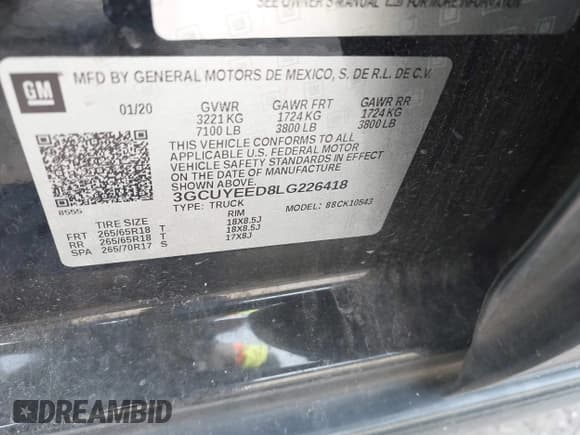 ✅ 2020 Chevrolet Silverado 1500 RST • VIN: 3GCUYEED8LG226418 • Lot: 43278121. Wystawiony na IAAI z przebiegiem 131 343 mil. Bezpłatny archiwum sprzedaży aukcyjnych z USA i szczegółowy raport historii pojazdu na DreamBid. Zdjęcie 9.