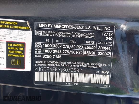 ✅ 2018 Mercedes-Benz GLS 450 • VIN: 4JGDF6EE3JB073582 • Lot: 42404514. Listed on IAAI with 146,617 mi. Free auction sales archive from the USA and detailed vehicle history report at DreamBid. Image 9.