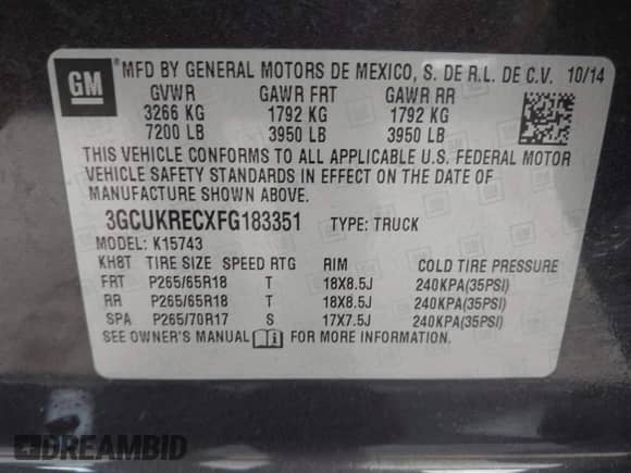 2015 Chevrolet Silverado 1500 LT z VIN 3GCUKRECXFG183351, wystawiony jako IAAI lot #42650034 z przebiegiem 130 129 mil mil oraz . Historia ofert i sprzedaży dostępna na DreamBid. Obrazek 9.