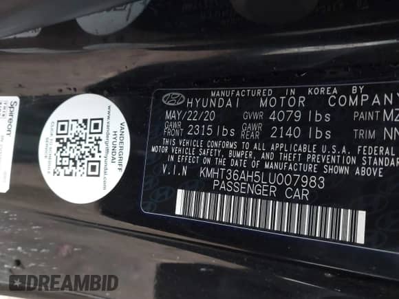 2020 Hyundai Veloster z VIN KMHT36AH5LU007983, wystawiony jako IAAI lot #41516421 z przebiegiem 85 042 mil mil oraz . Historia ofert i sprzedaży dostępna na DreamBid. Obrazek 9.