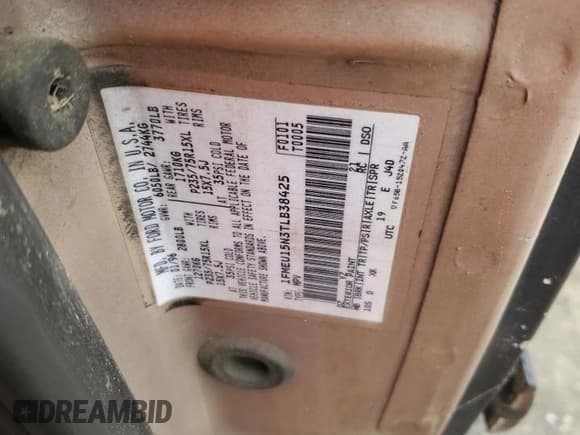 ✅ 1996 Ford Bronco XL • VIN: 1FMEU15N3TLB38425 • Lot: 81876685. Listed on Copart with 269,790 mi. Free auction sales archive from the USA and detailed vehicle history report at DreamBid. Image 12.