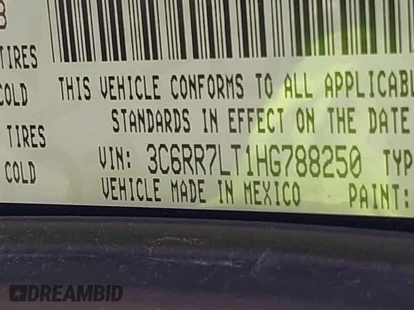 ✅ 2017 Ram 1500 Big Horn • VIN: 3C6RR7LT1HG788250 • Lot: 42756201. Listed on IAAI with Not provided. Free auction sales archive from the USA and detailed vehicle history report at DreamBid. Image 9.
