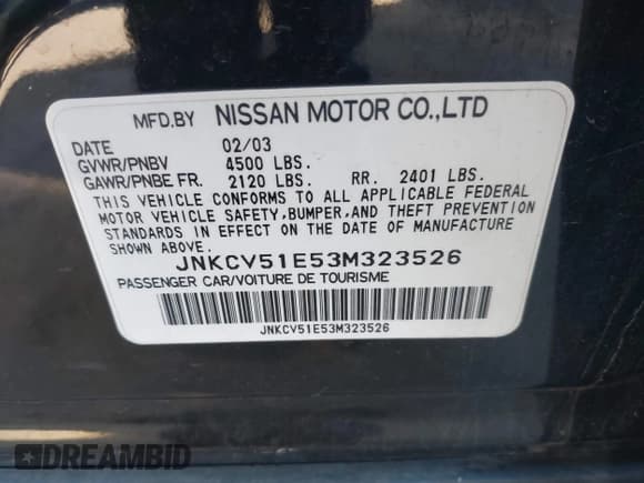 ✅ 2003 Infiniti G35 • VIN: JNKCV51E53M323526 • Lot: 43879173. Listed on IAAI with 291,291 mi. Free auction sales archive from the USA and detailed vehicle history report at DreamBid. Image 9.