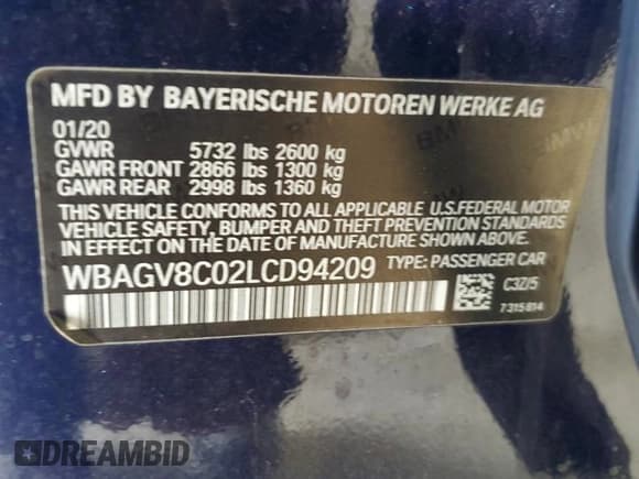 ✅ 2020 BMW 8 Series M850i • VIN: WBAGV8C02LCD94209 • Lot: 84912445. Wystawiony na Copart z przebiegiem 84 293 mil. Bezpłatny archiwum sprzedaży aukcyjnych z USA i szczegółowy raport historii pojazdu na DreamBid. Zdjęcie 12.