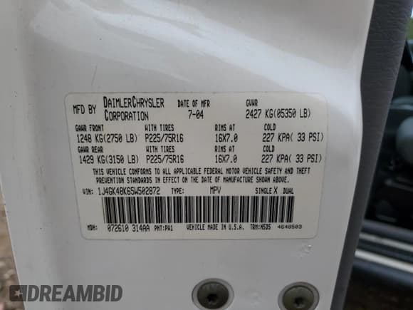 ✅ 2005 Jeep Liberty Sport • VIN: 1J4GK48K65W502872 • Lot: 67530775. Listed on Copart with 231,220 mi. Free auction sales archive from the USA and detailed vehicle history report at DreamBid. Image 14.