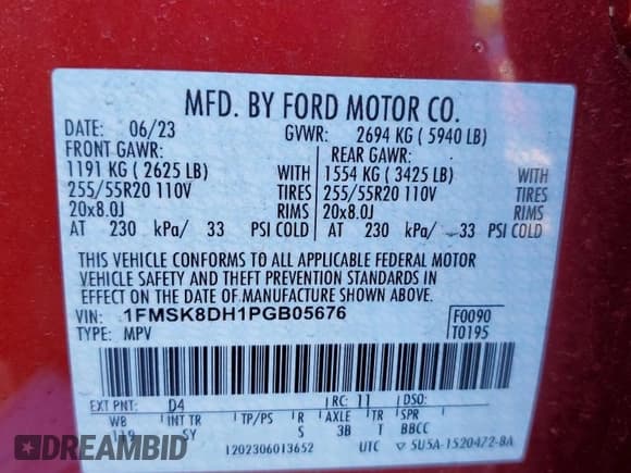 ✅ 2023 Ford Explorer XLT • VIN: 1FMSK8DH1PGB05676 • Lot: 84867035. Listed on Copart with 16,525 mi. Free auction sales archive from the USA and detailed vehicle history report at DreamBid. Image 13.