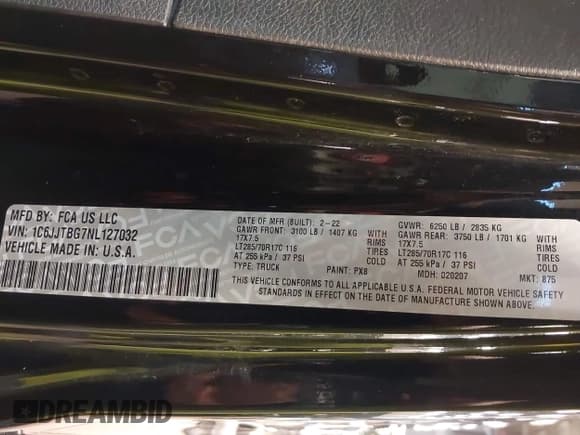 ✅ 2022 Jeep Gladiator Rubicon • VIN: 1C6JJTBG7NL127032 • Lot: 42578314. Wystawiony na IAAI z przebiegiem 87 804 mil. Bezpłatny archiwum sprzedaży aukcyjnych z USA i szczegółowy raport historii pojazdu na DreamBid. Zdjęcie 9.