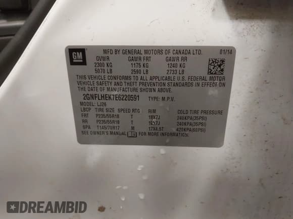 ✅ 2014 Chevrolet Equinox LTZ • VIN: 2GNFLHEK7E6220591 • Лот: 43272856. Опубликован ранее на IAAI с пробегом 117 404 миль. Бесплатный доступ к архиву аукционных продаж из США и подробный отчёт об истории автомобиля на DreamBid. Изображение 9.