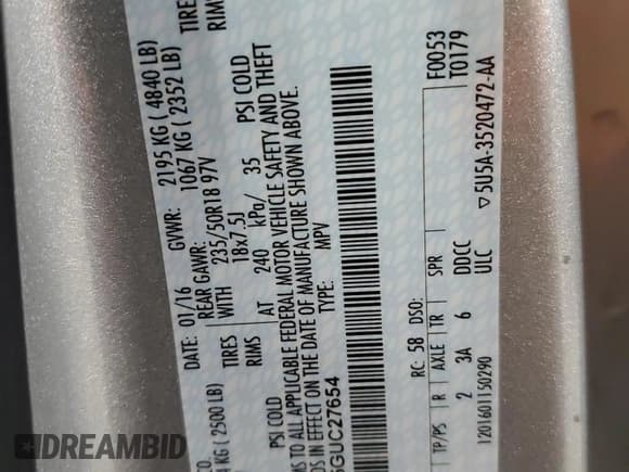 ✅ 2016 Ford Escape Titanium • VIN: 1FMCU9J95GUC27654 • Лот: 51950575. Опубликован ранее на Copart с пробегом 101 220 миль. Бесплатный доступ к архиву аукционных продаж из США и подробный отчёт об истории автомобиля на DreamBid. Изображение 14.