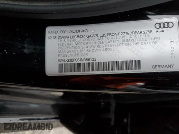 ✅ 2018 Audi A6 • VIN: WAUG3BFC6JN088122 • Лот: 37929554. Опубликован ранее на Copart с пробегом 92 960 миль. Бесплатный доступ к архиву аукционных продаж из США и подробный отчёт об истории автомобиля на DreamBid. Изображение 12.