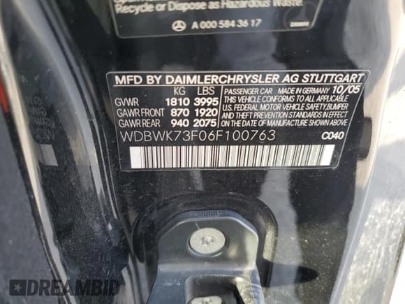 ✅ 2006 Mercedes-Benz SLK 55 AMG • VIN: WDBWK73F06F100763 • Lot: 86308114. Wystawiony na Copart z przebiegiem 147 759 mil. Bezpłatny archiwum sprzedaży aukcyjnych z USA i szczegółowy raport historii pojazdu na DreamBid. Zdjęcie 12.