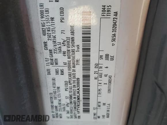 ✅ 2018 Ford Transit Cargo • VIN: 1FTYR3XMXJKA30809 • Lot: 48907745. Listed on Copart with 162,936 mi. Free auction sales archive from the USA and detailed vehicle history report at DreamBid. Image 13.