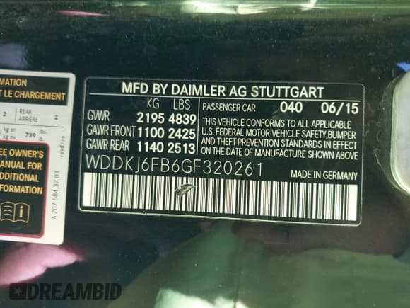 ✅ 2016 Mercedes-Benz E 400 • VIN: WDDKJ6FB6GF320261 • Lot: 42282615. Listed on IAAI with 92,904 mi. Free auction sales archive from the USA and detailed vehicle history report at DreamBid. Image 9.