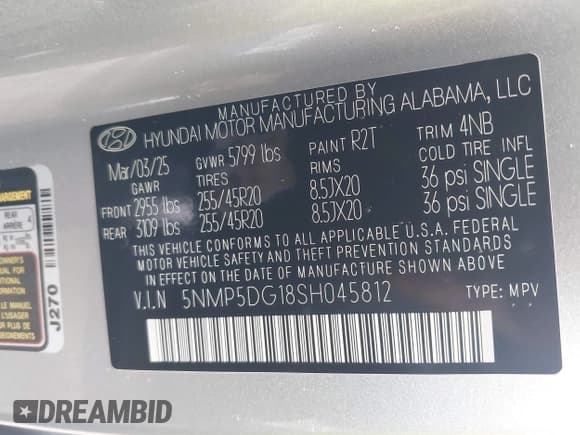 ✅ 2025 Hyundai Santa Fe Calligraphy • VIN: 5NMP5DG18SH045812 • Lot: 42595319. Listed on IAAI with 1,830 mi. Free auction sales archive from the USA and detailed vehicle history report at DreamBid. Image 9.