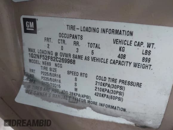 ✅ 2002 Pontiac Grand Am SE1 • VIN: 1G2NF52F82C269968 • Lot: 41541497. Listed on IAAI with 212,736 mi. Free auction sales archive from the USA and detailed vehicle history report at DreamBid. Image 9.