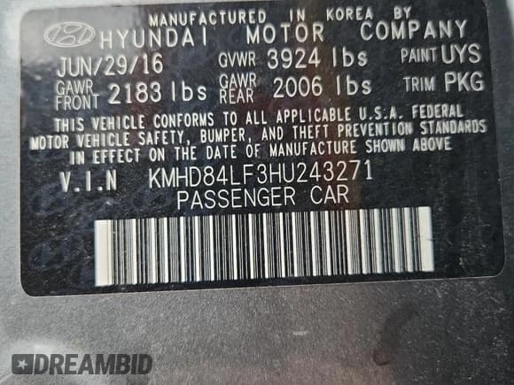 ✅ 2017 Hyundai Elantra Limited • VIN: KMHD84LF3HU243271 • Лот: 91858585. Опубликован ранее на Copart с пробегом 111 485 миль. Бесплатный доступ к архиву аукционных продаж из США и подробный отчёт об истории автомобиля на DreamBid. Изображение 12.