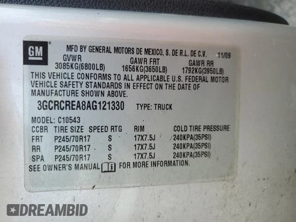 ✅ 2010 Chevrolet Silverado 1500 LS • VIN: 3GCRCREA8AG121330 • Lot: 75312844. Listed on Copart with 148,930 mi. Free auction sales archive from the USA and detailed vehicle history report at DreamBid. Image 12.