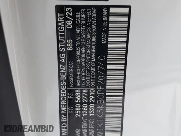 ✅ 2023 Mercedes-Benz E 450 • VIN: W1K1K5KB0PF207740 • Lot: 84431804. Listed on Copart with 2,176 mi. Free auction sales archive from the USA and detailed vehicle history report at DreamBid. Image 14.