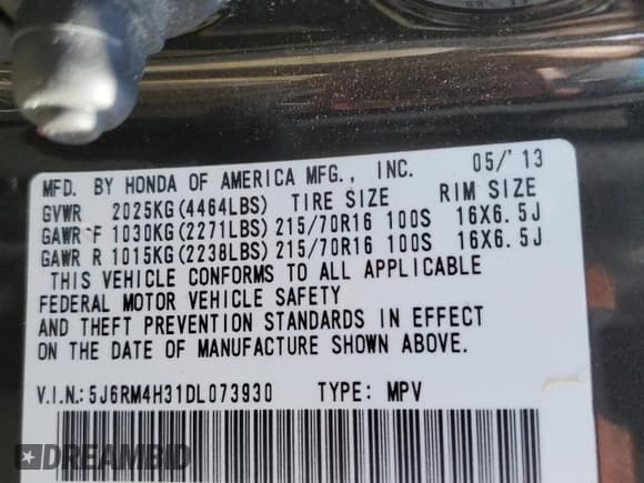 ✅ 2013 Honda CR-V LX • VIN: 5J6RM4H31DL073930 • Лот: 80942205. Опубликован ранее на Copart с пробегом 118 402 миль. Бесплатный доступ к архиву аукционных продаж из США и подробный отчёт об истории автомобиля на DreamBid. Изображение 10.