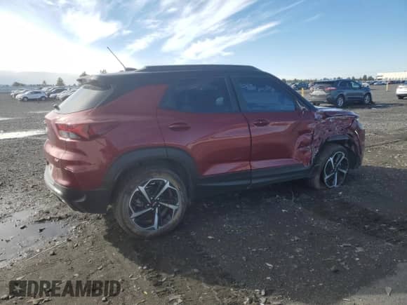 2022 Chevrolet TrailBlazer RS with VIN KL79MUSL8NB077105, listed as a Copart auction lot 82458115 with 21,382 mi miles and Salvage title. Bid and sale history available at DreamBid. Image 3.