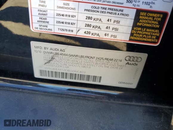 ✅ 2011 Audi A3 Premium Plus • VIN: WAUKEAFM0BA064303 • Лот: 86339435. Опубликован ранее на Copart с пробегом 152 273 миль. Бесплатный доступ к архиву аукционных продаж из США и подробный отчёт об истории автомобиля на DreamBid. Изображение 13.