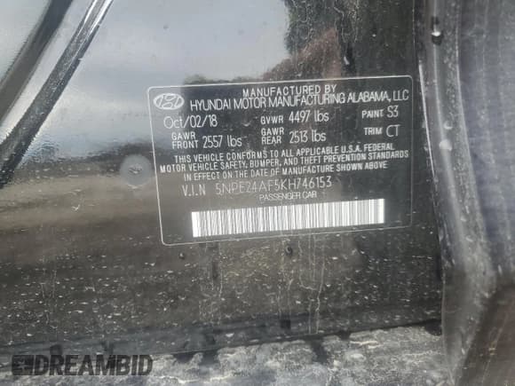 ✅ 2019 Hyundai Sonata SE • VIN: 5NPE24AF5KH746153 • Лот: 37829513. Опубликован ранее на Copart с пробегом 37 047 миль. Бесплатный доступ к архиву аукционных продаж из США и подробный отчёт об истории автомобиля на DreamBid. Изображение 15.