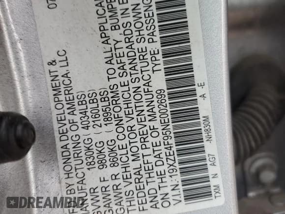 ✅ 2022 Honda Insight Touring • VIN: 19XZE4F95NE002699 • Lot: 92354835. Listed on Copart with Not provided. Free auction sales archive from the USA and detailed vehicle history report at DreamBid. Image 12.