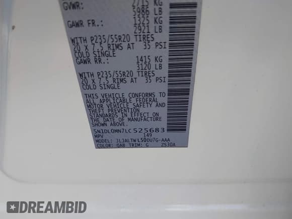 ✅ 2020 Infiniti QX60 Luxe • VIN: 5N1DL0MN7LC525683 • Лот: 42022763. Опубликован ранее на IAAI с пробегом 70 575 миль. Бесплатный доступ к архиву аукционных продаж из США и подробный отчёт об истории автомобиля на DreamBid. Изображение 9.