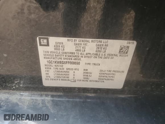 ✅ 2015 Chevrolet Silverado 2500HD LTZ • VIN: 1GC1KWEG6FF668690 • Lot: 57828435. Wystawiony na Copart z przebiegiem 138 217 mil. Bezpłatny archiwum sprzedaży aukcyjnych z USA i szczegółowy raport historii pojazdu na DreamBid. Zdjęcie 12.