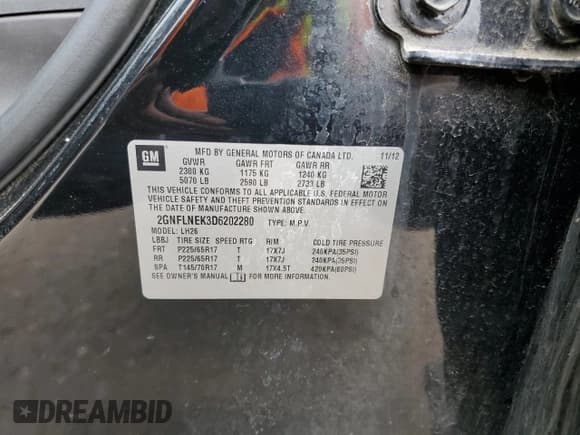 ✅ 2013 Chevrolet Equinox LT • VIN: 2GNFLNEK3D6202280 • Лот: 74472974. Опубликован ранее на Copart с пробегом 110 089 миль. Бесплатный доступ к архиву аукционных продаж из США и подробный отчёт об истории автомобиля на DreamBid. Изображение 13.