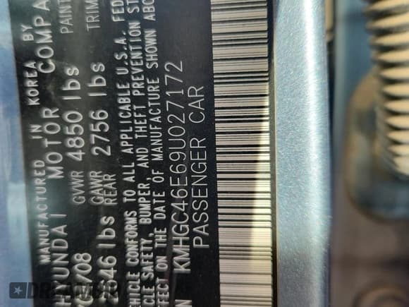 ✅ 2009 Hyundai Genesis • VIN: KMHGC46E69U027172 • Lot: 92566525. Listed on Copart with 121,892 mi. Free auction sales archive from the USA and detailed vehicle history report at DreamBid. Image 12.